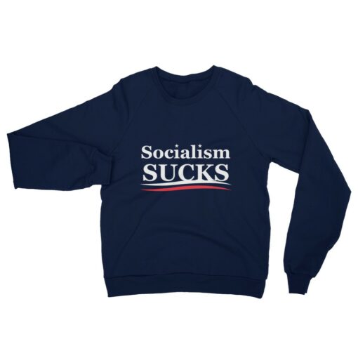 Socialism Sucks Unisex Navy Blue Raglan Sweatshirt