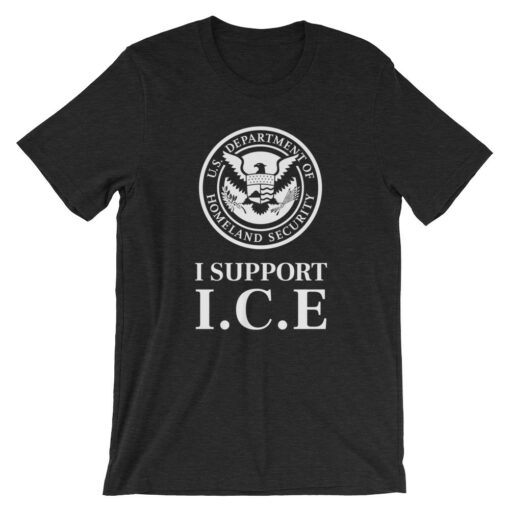 I Support ICE Anti Illegal Immigration Black Heather T-Shirt