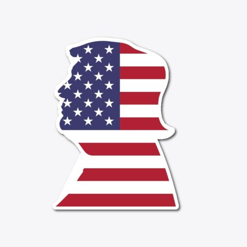 trump face american flag sticker