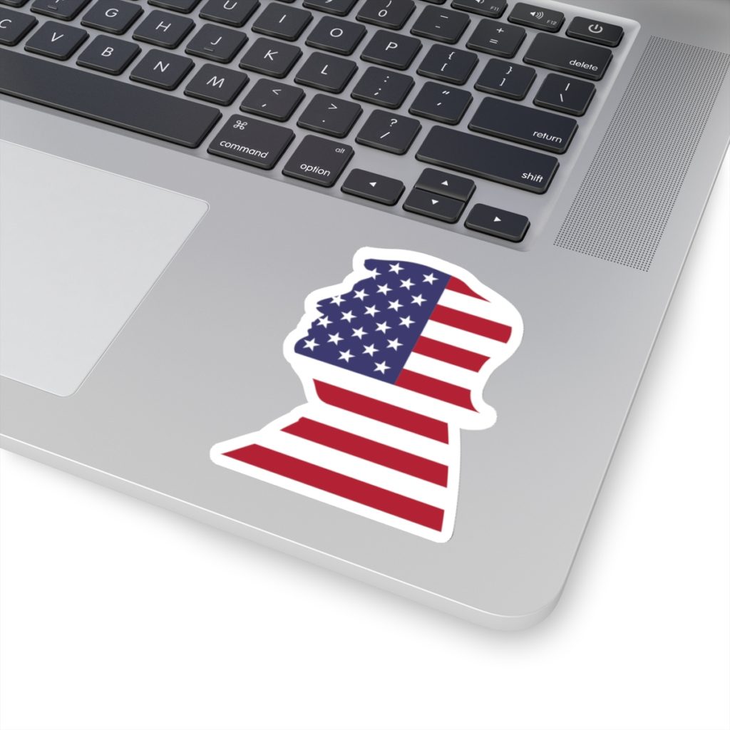 Trump 4x4 White Die Cut Sticker on Laptop