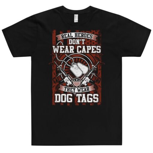 Real Heroes Wear Dog Tags Veterans T-Shirt